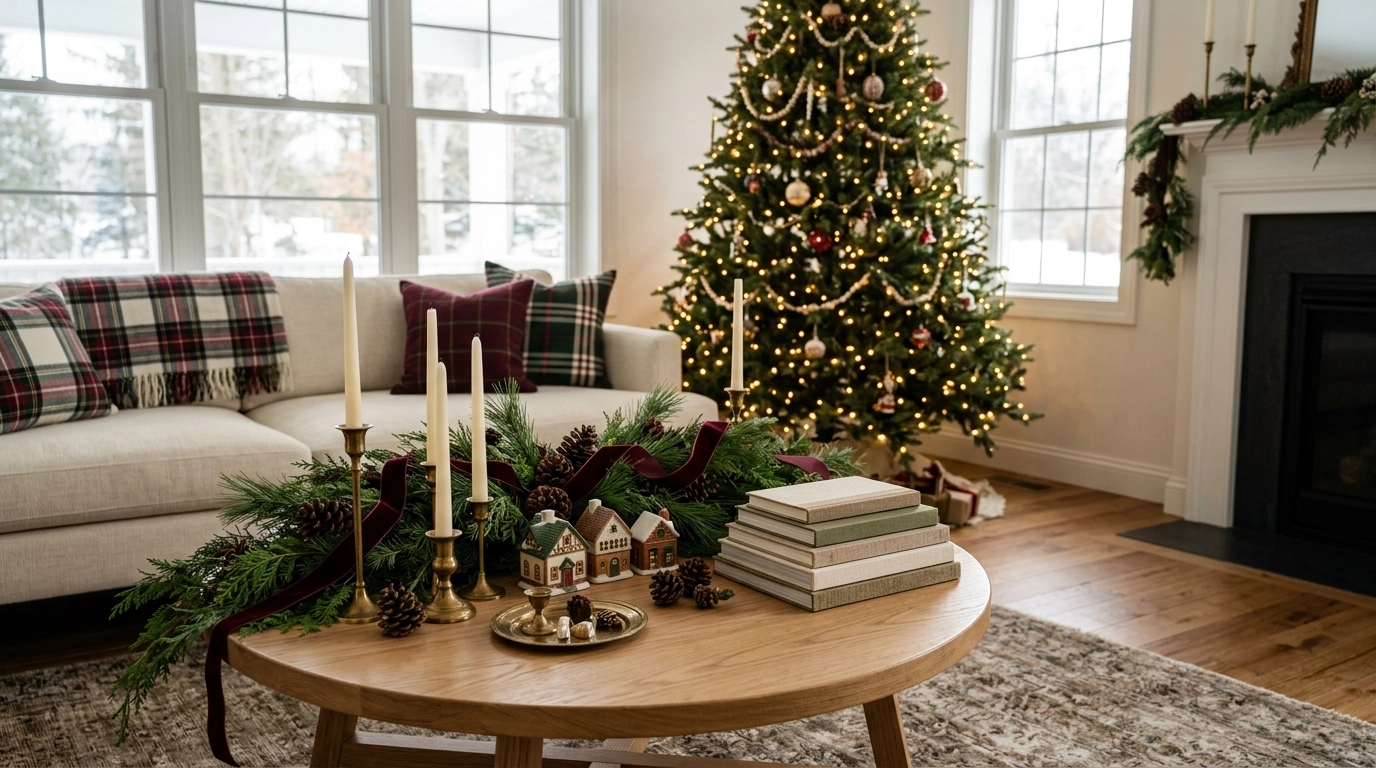 how to style a christmas coffee table