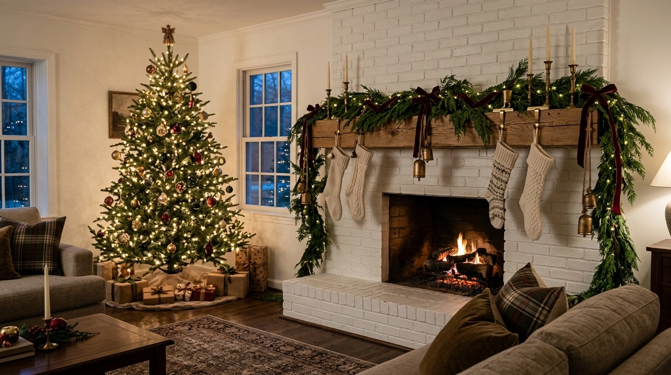 how to decorate a christmas mantel